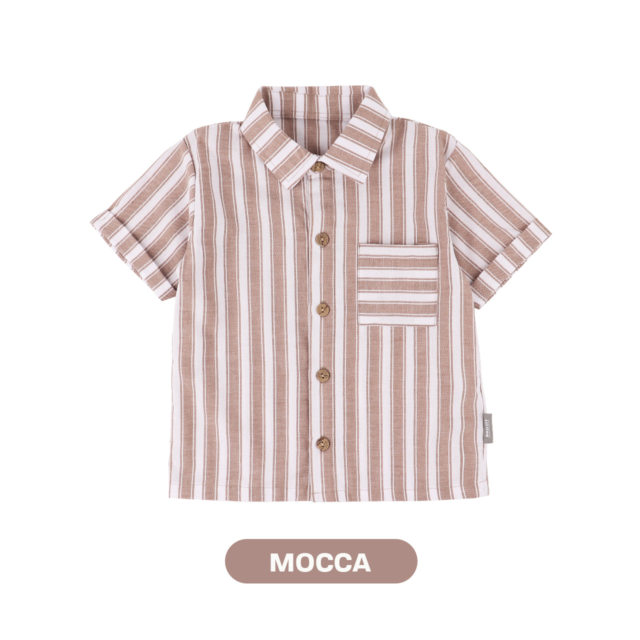 Mooi Kemeja Anak Laki-laki Kemeja Katun Motif Dion Striped Shirt