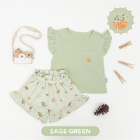 Mooi Setelan Anak Perempuan Ruffle Pocket Tee