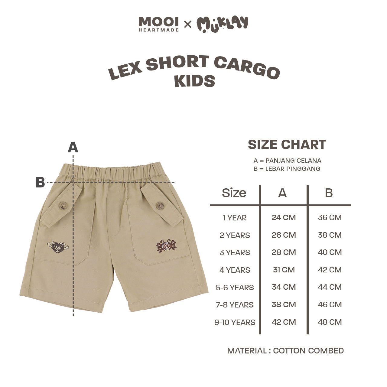 Mooi X Muklay Celana Pendek Cargo Anak Lex Short Cargo Pants Kids