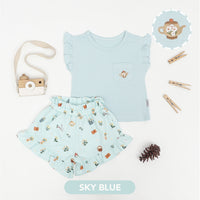 Mooi Setelan Anak Perempuan Ruffle Pocket Tee