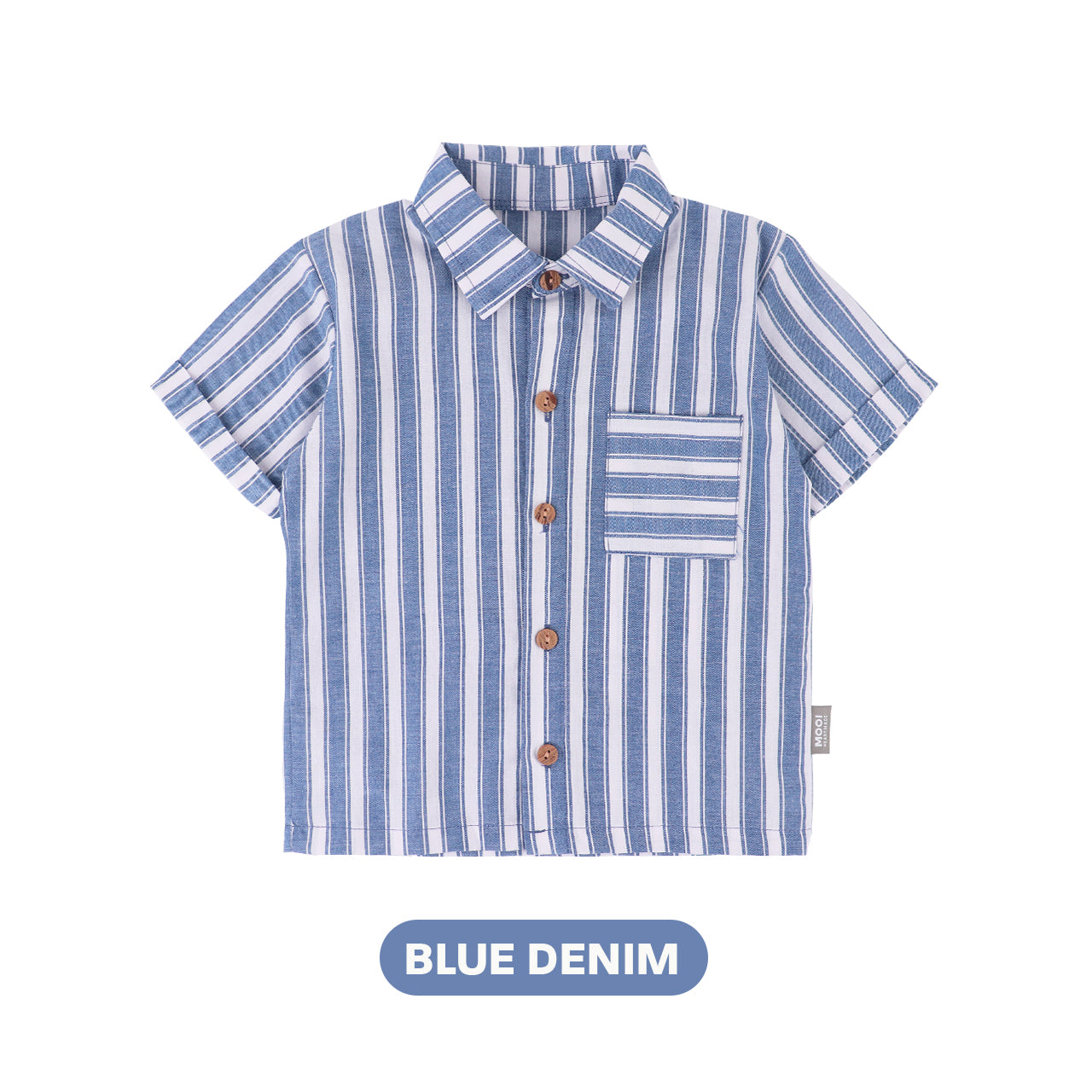 Mooi Kemeja Anak Laki-laki Kemeja Katun Motif Dion Striped Shirt
