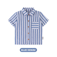 Mooi Kemeja Anak Laki-laki Kemeja Katun Motif Dion Striped Shirt