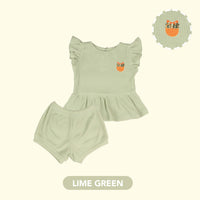 Mooi Setelan Anak Perempuan Rib Ruffle Set V1