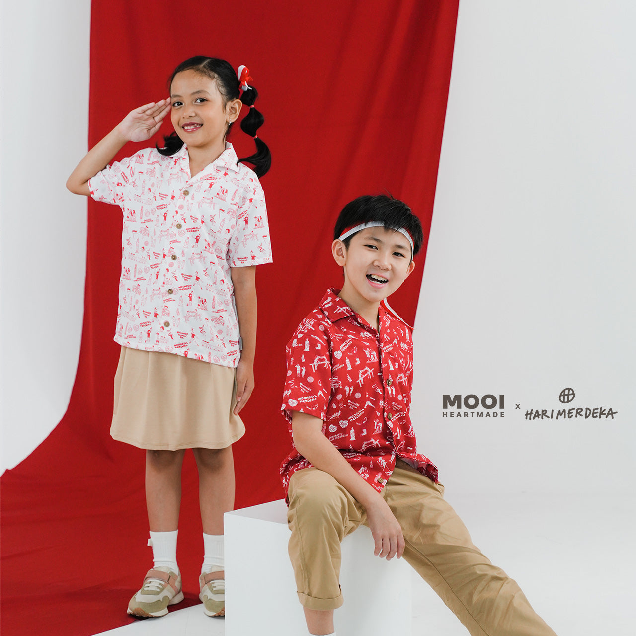 Mooi x Hari Merdeka Kaos Kemerdekaan Kemeja Anak Printed Shirt
