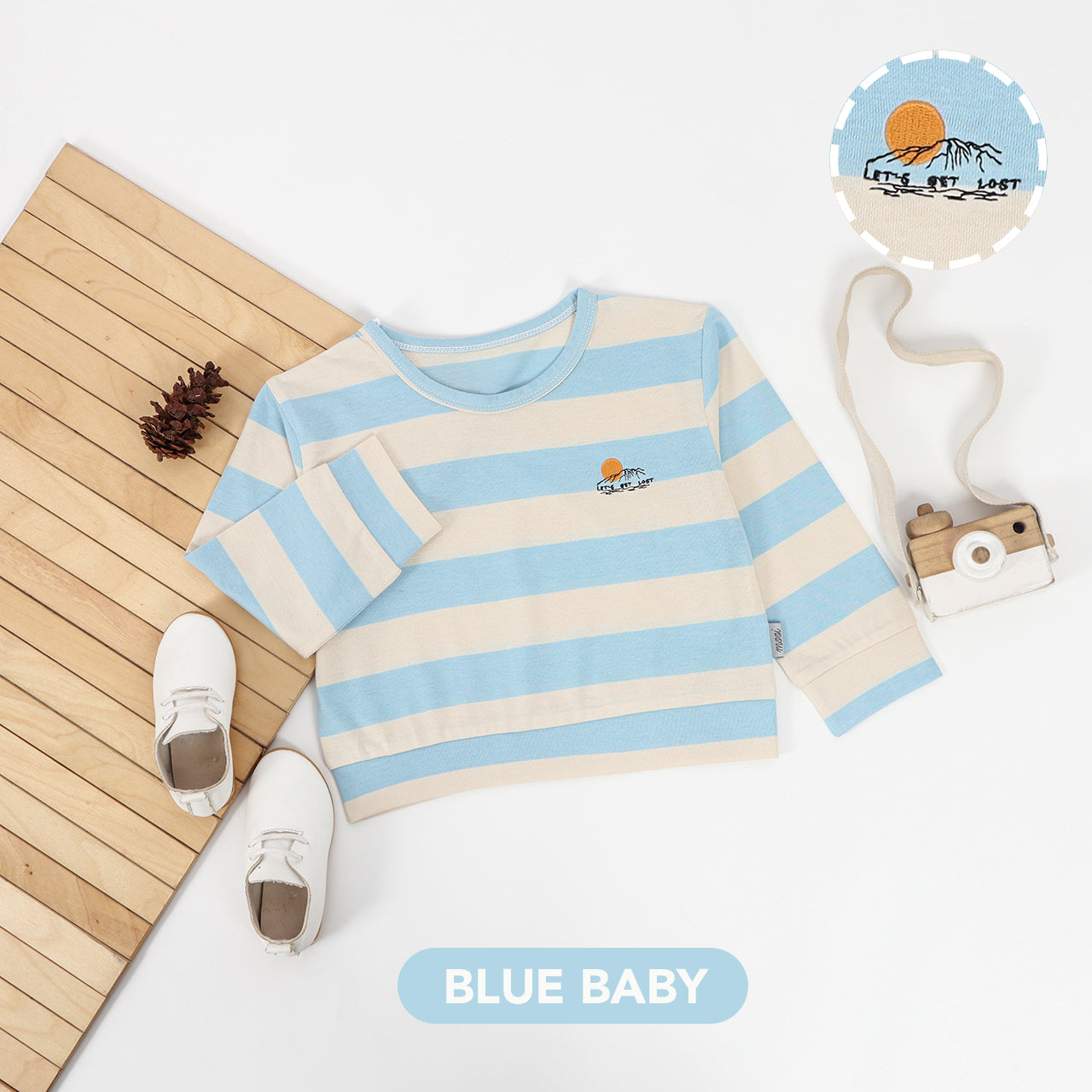 Mooi Kaos Anak Lengan Panjang Barrel Striped Top