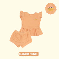 Mooi Setelan Anak Perempuan Rib Ruffle Set V1