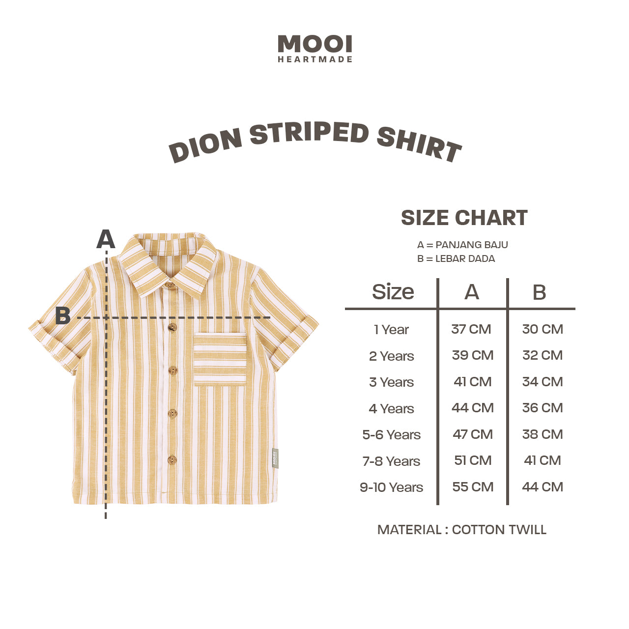 Mooi Kemeja Anak Laki-laki Kemeja Katun Motif Dion Striped Shirt