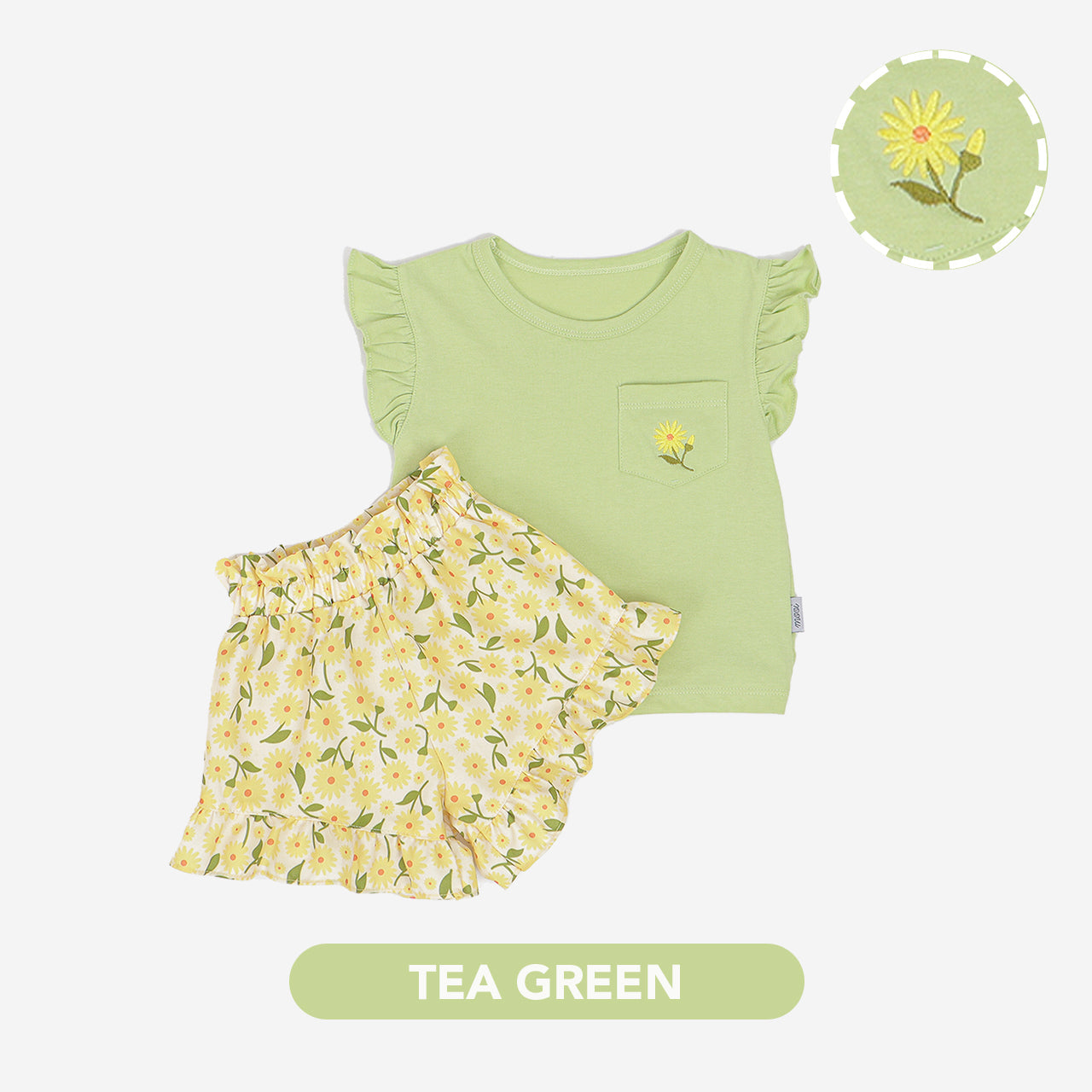 Mooi Setelan Anak Perempuan Ruffle Pocket Tee