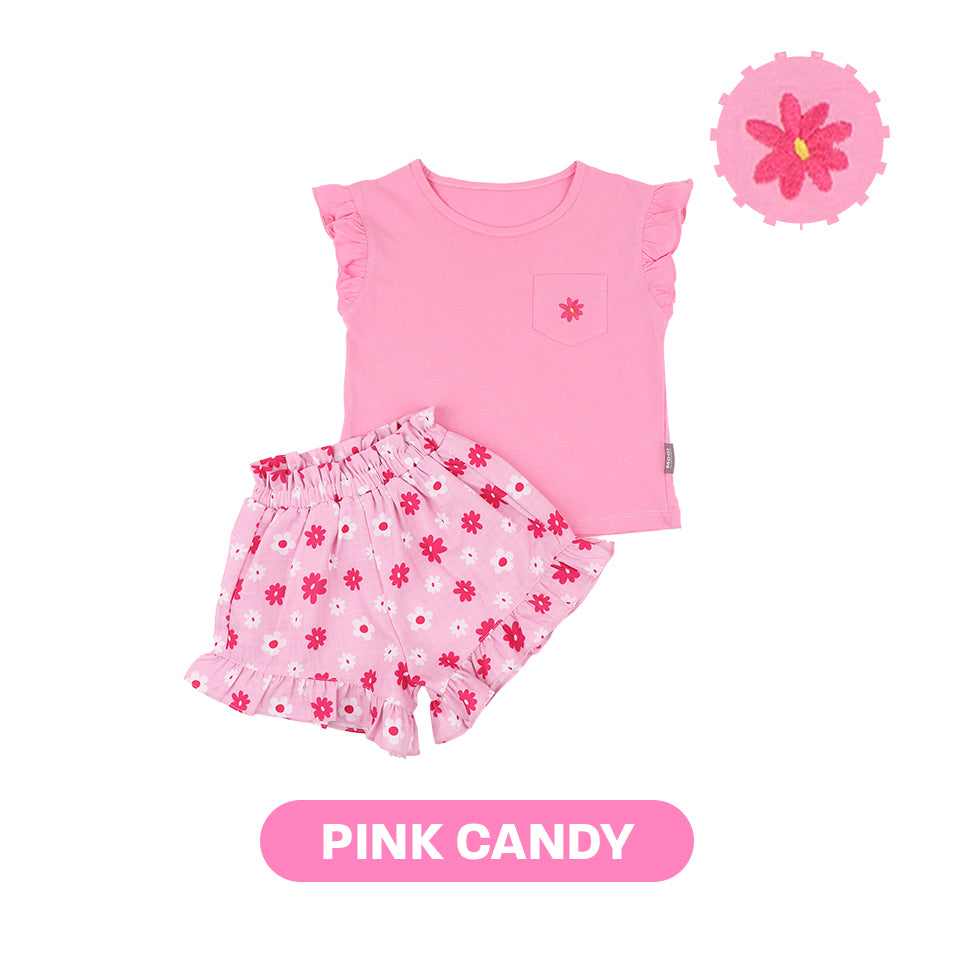 Mooi Setelan Anak Perempuan Ruffle Pocket Tee