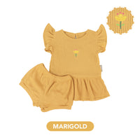 Mooi Setelan Anak Perempuan Rib Ruffle Set