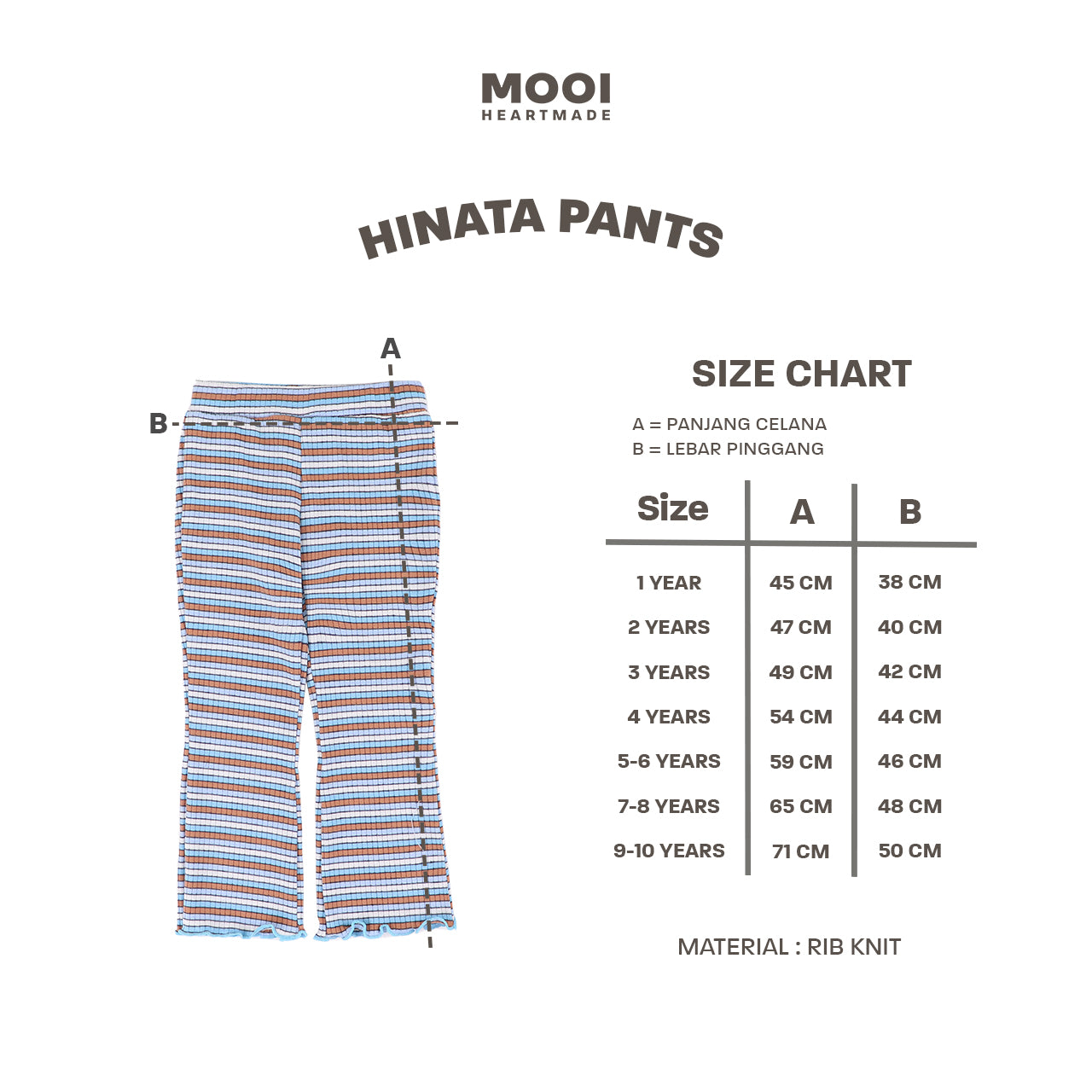 Mooi Celana Panjang Anak Perempuan Hinata Rib Striped Pants