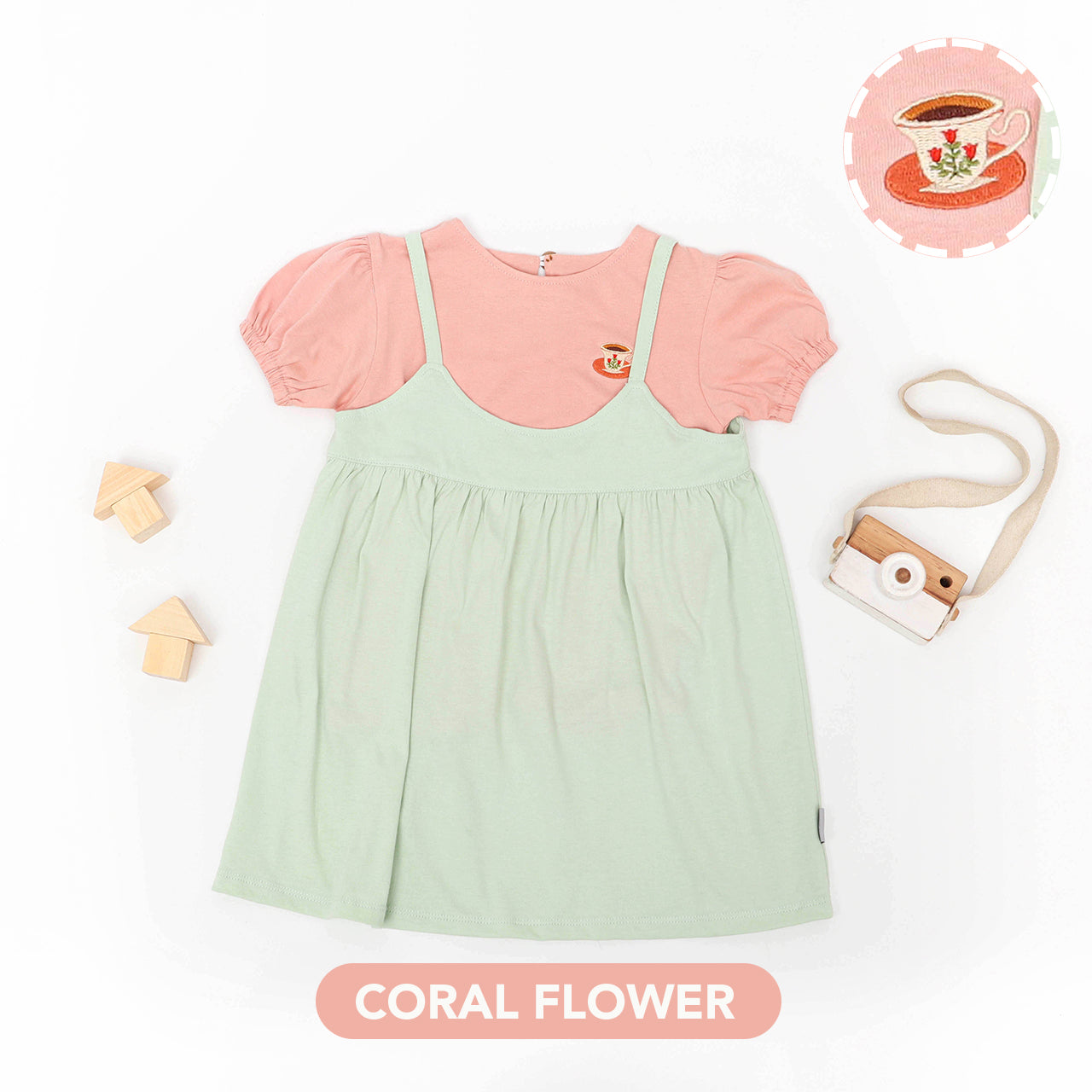 Mooi Dress Anak Perempuan Overall Dress Set