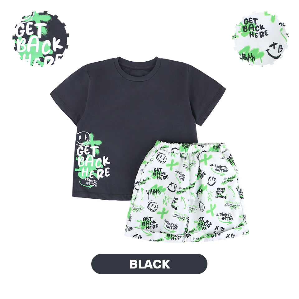 Mooi Setelan Anak Kaos Anak Tshirt Street Graffiti Set