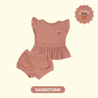 Mooi Setelan Anak Perempuan Rib Ruffle Set V1