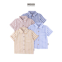 Mooi Kemeja Anak Laki-laki Kemeja Katun Motif Dion Striped Shirt