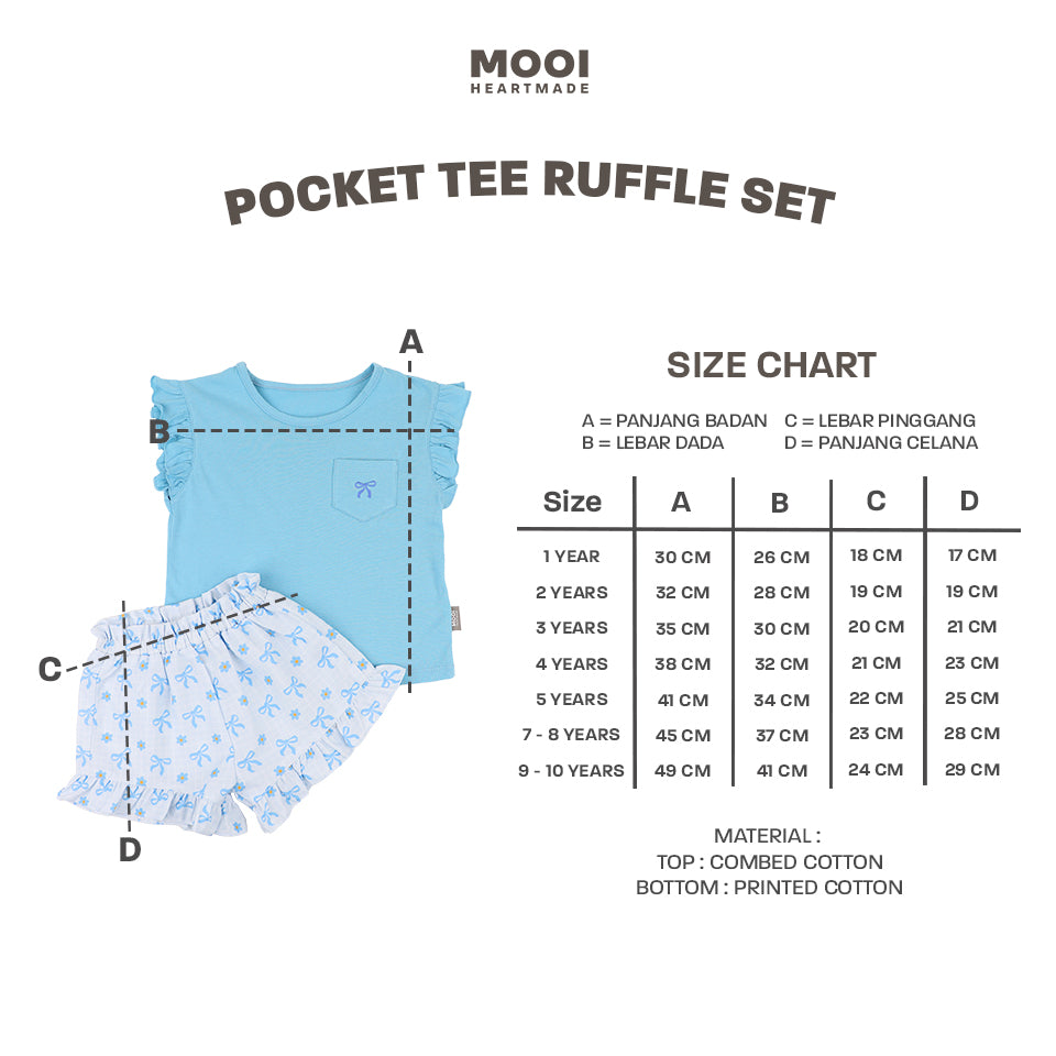 Mooi Setelan Anak Perempuan Ruffle Pocket Tee