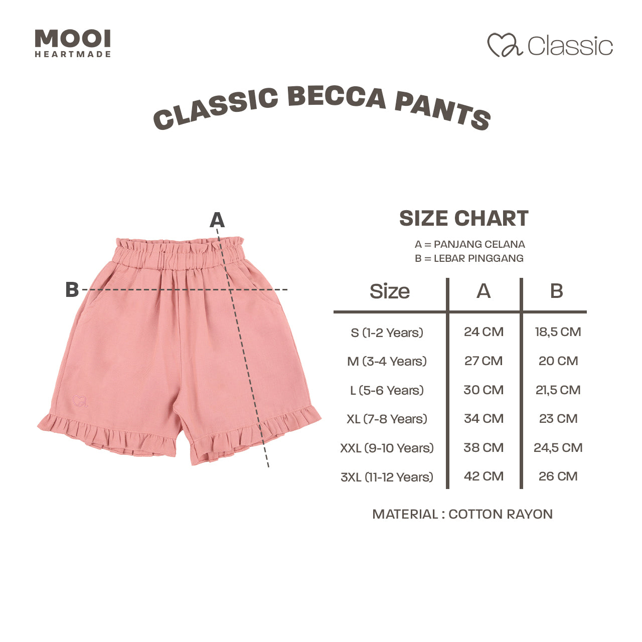 Mooi Celana Pendek Anak Perempuan Classic Becca Pants