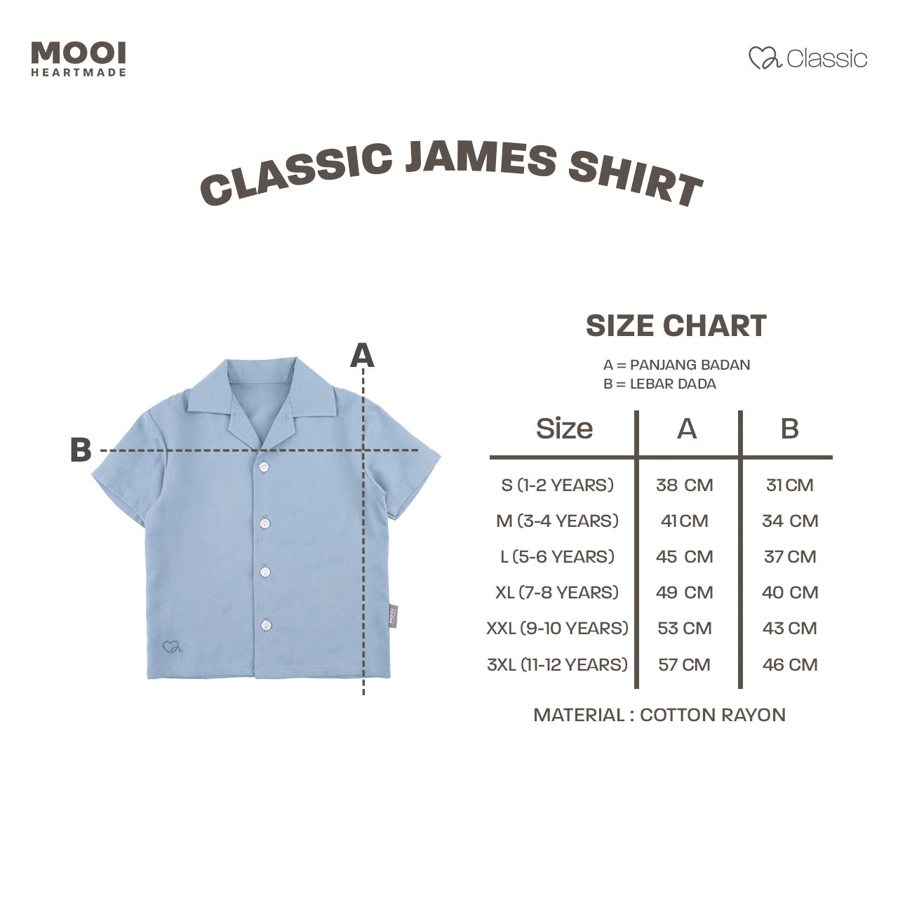 Mooi Kemeja Anak Laki-laki Classic James Shirt