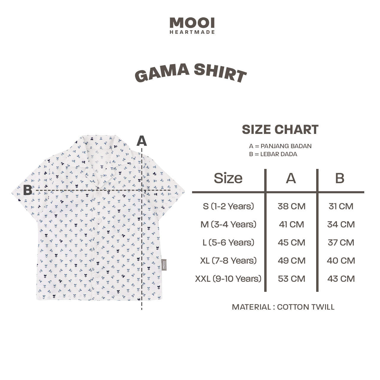 Mooi Kemeja Anak Laki - Laki Kemeja Katun Motif Gama Shirt