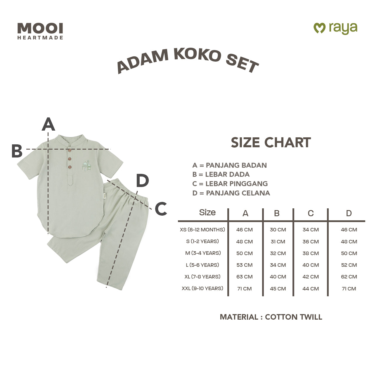 Mooi Adam Koko Set Setelan Koko Anak Raya Collection V1