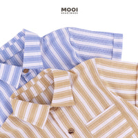 Mooi Kemeja Anak Laki-laki Kemeja Katun Motif Dion Striped Shirt