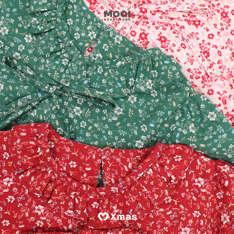 Mooi Atasan Anak Perempuan Christmas Collection Millie Ruffle Top