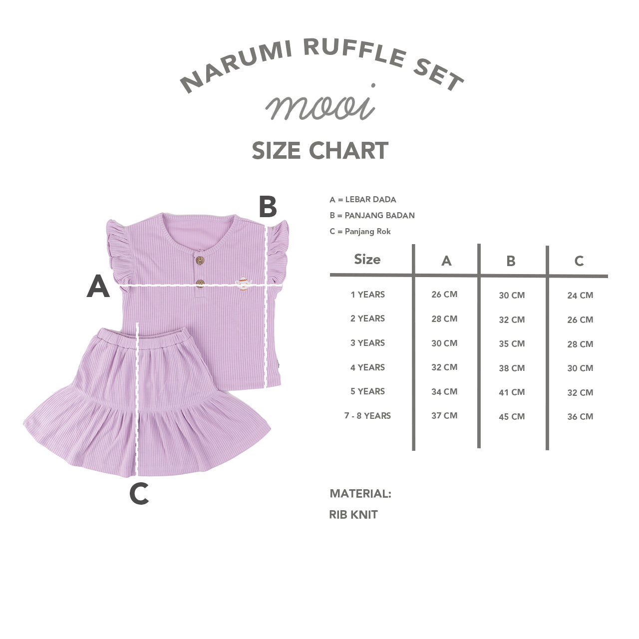 Mooi Setelan Anak Perempuan Narumi Ruffle Set