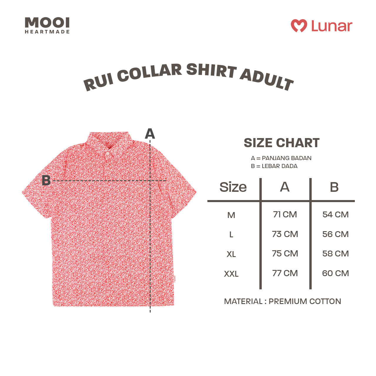 Mooi Kemeja Dewasa Lunar Collection Rui Collar Shirt Adult