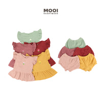 Mooi Setelan Anak Perempuan Rib Ruffle Set