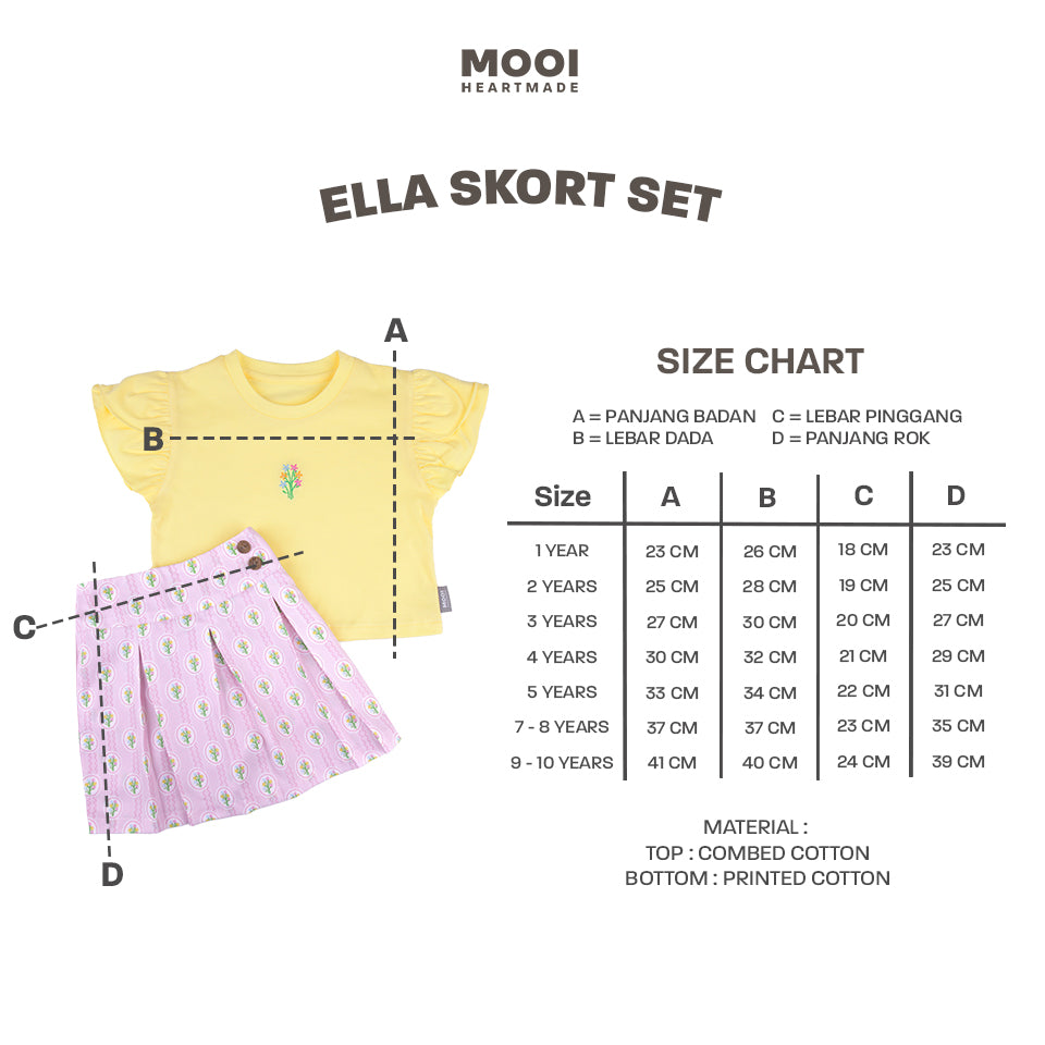 Mooi Setelan Anak Perempuan Ella Skort Set
