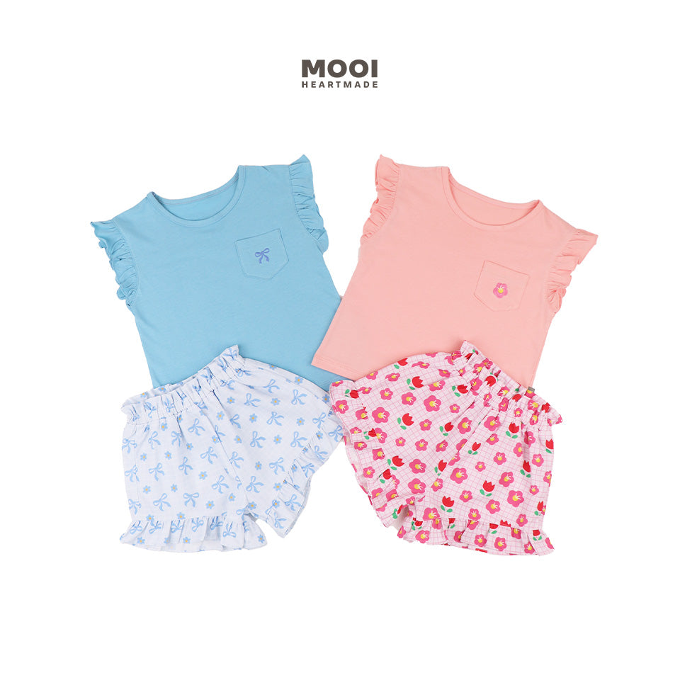 Mooi Setelan Anak Perempuan Ruffle Pocket Tee
