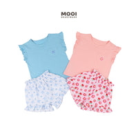 Mooi Setelan Anak Perempuan Ruffle Pocket Tee