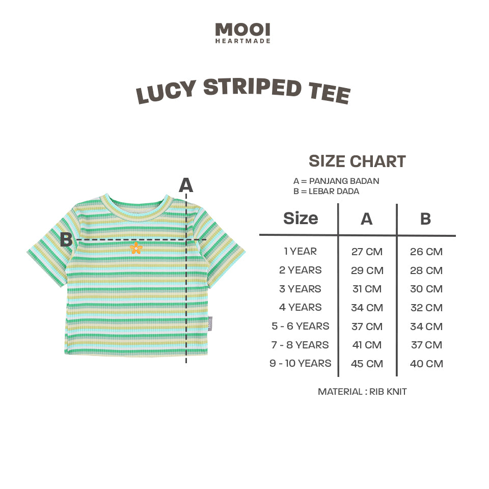 Mooi Atasan Anak Perempuan Lucy Rib Striped Tee