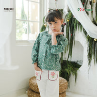 Mooi Atasan Anak Perempuan Christmas Collection Millie Ruffle Top