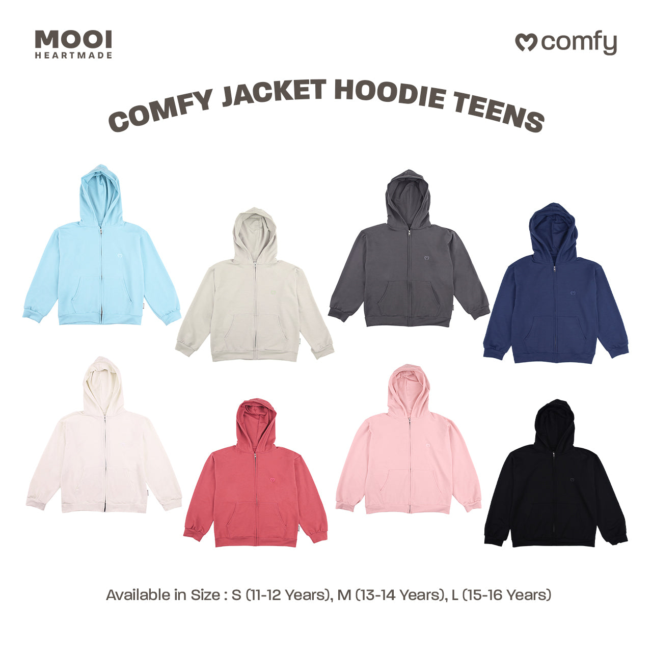Mooi Comfy Teens Jacket Hoodie Lengan Panjang Teens