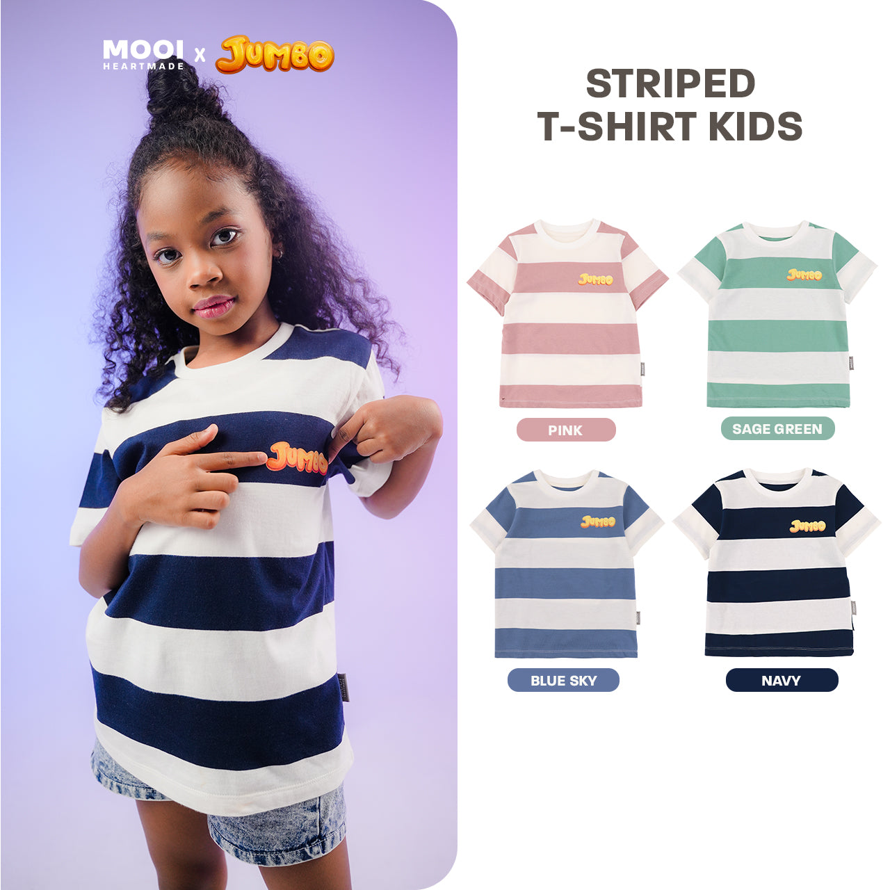 Mooi X Jumbo Kaos Anak Unisex T-shirt Striped Kids