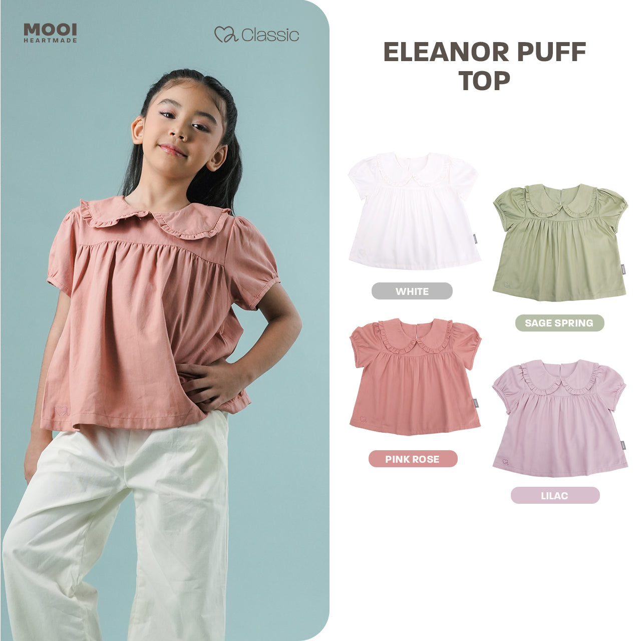 Mooi Atasan Anak Perempuan Eleanor Puff Top