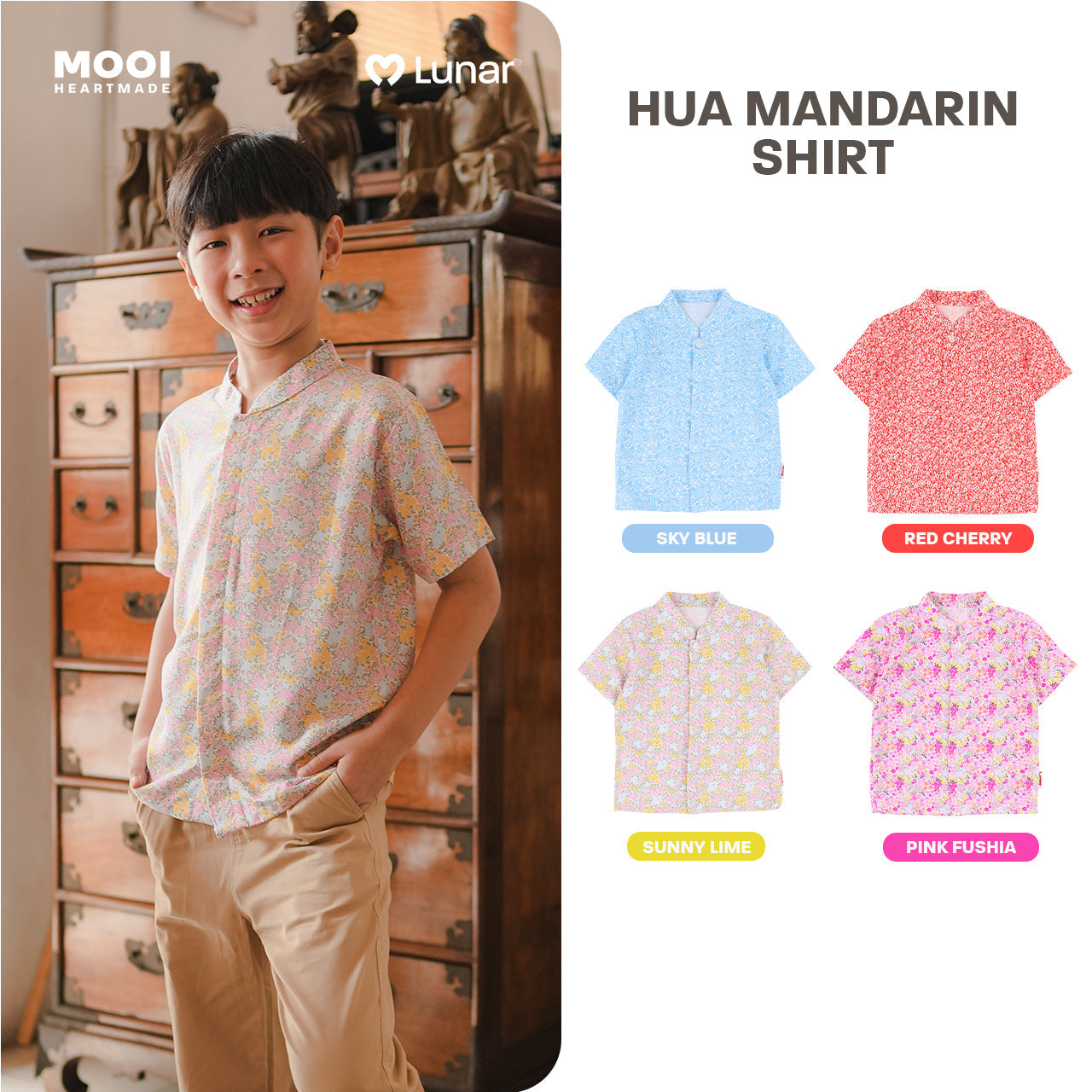 Mooi Kemeja Anak Laki-Laki Lunar Collection Hua Mandarin Shirt