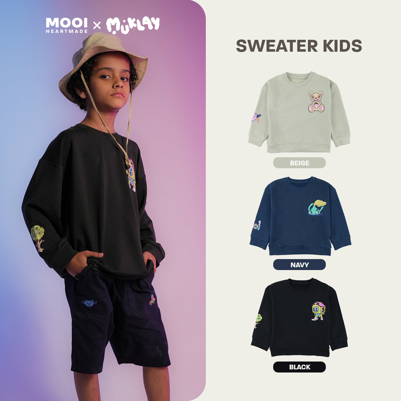 Mooi X Muklay Sweater Anak Unisex Sweater Basic Kids