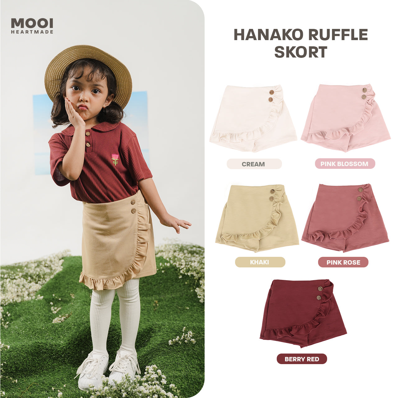 Mooi Rok Celana Anak Perempuan Hanako Ruffle Skort