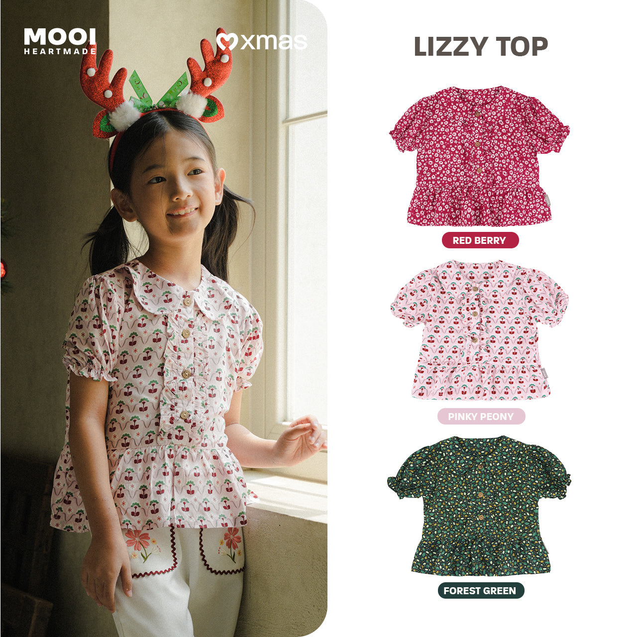 Mooi Atasan Anak Perempuan Christmas Collection Lizzy Top