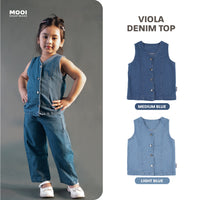 Mooi Atasan Anak Perempuan Viola Denim Top