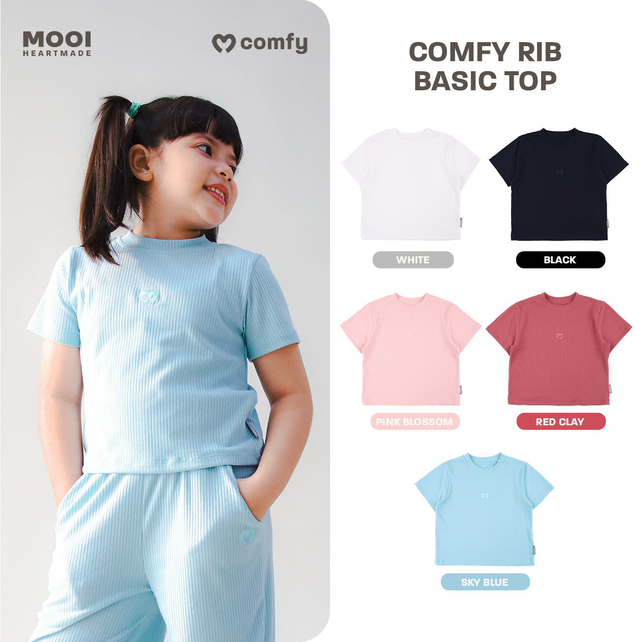 Mooi Atasan Anak Perempuan Comfy Rib Basic Top