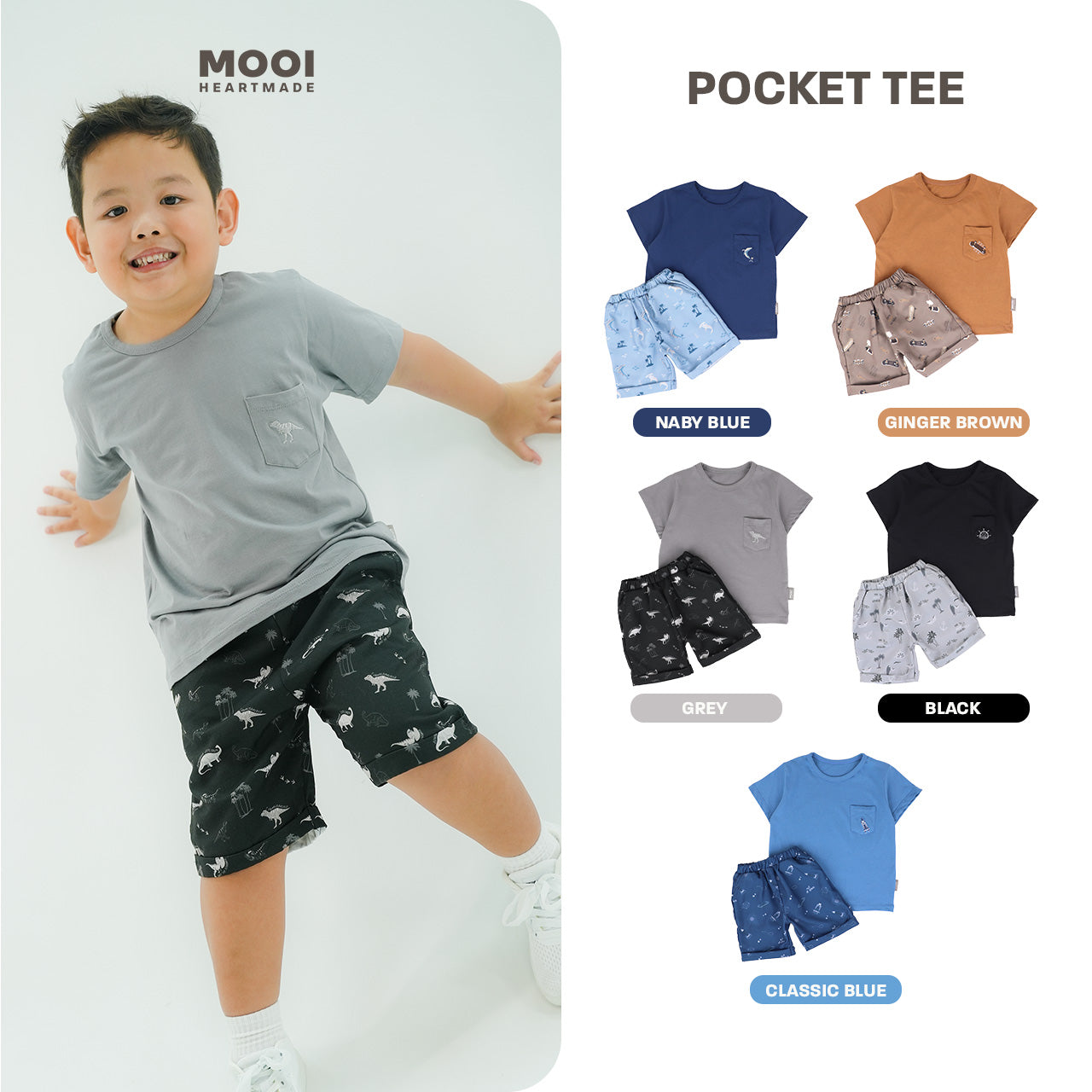 Mooi Setelan Anak Kaos Anak Tshirt Pocket Tee Set