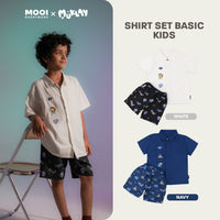 Mooi X Muklay Setelan Anak Laki-laki Kemeja Anak Basic Shirt Set