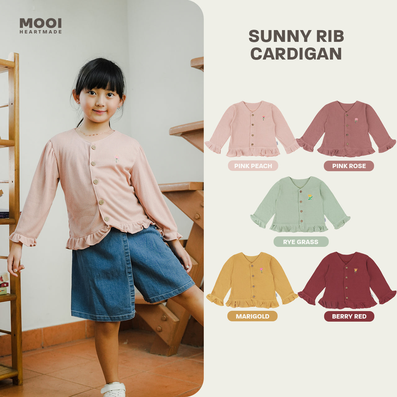 Mooi Cardigan Anak Sunny Rib Cardigan