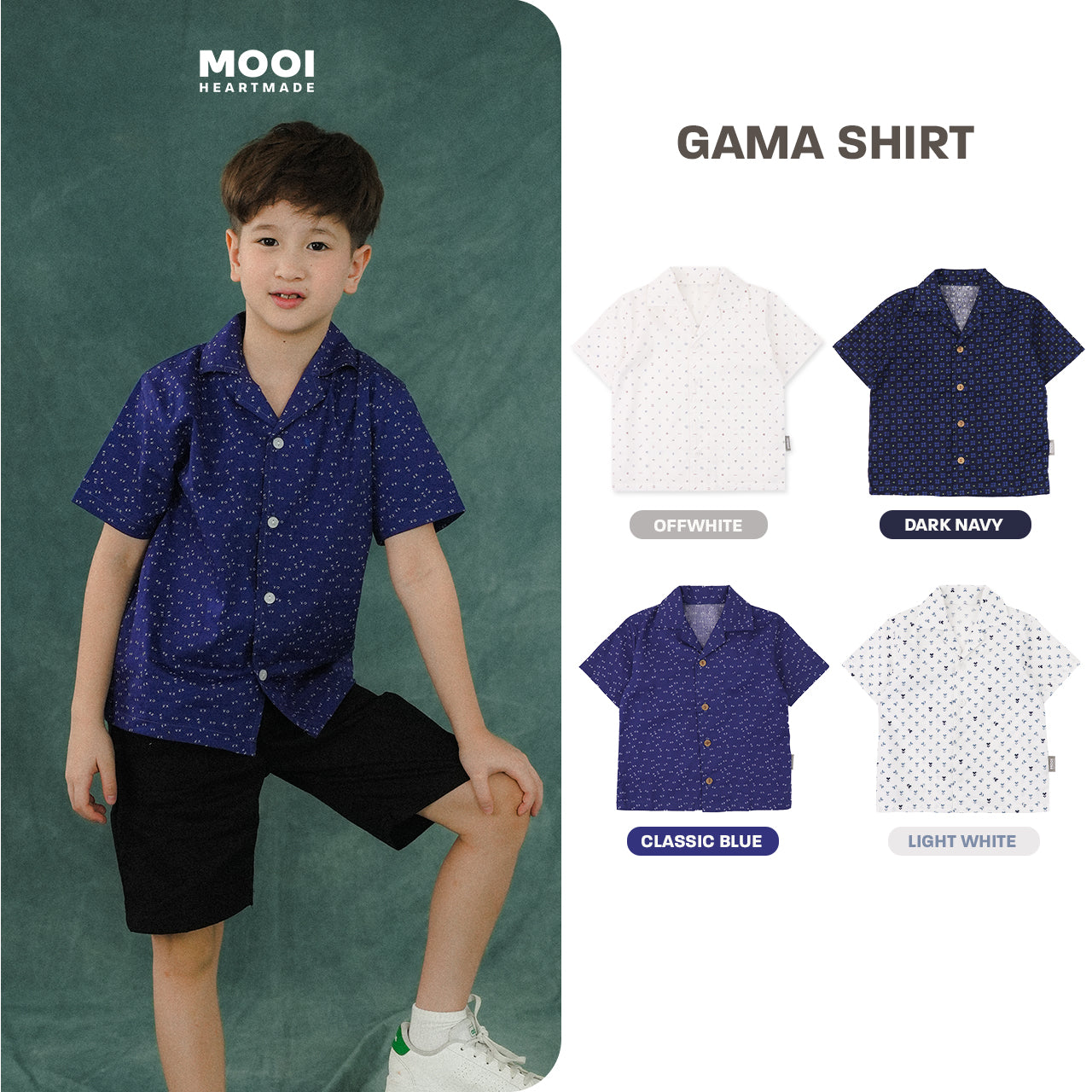 Mooi Kemeja Anak Laki - Laki Kemeja Katun Motif Gama Shirt