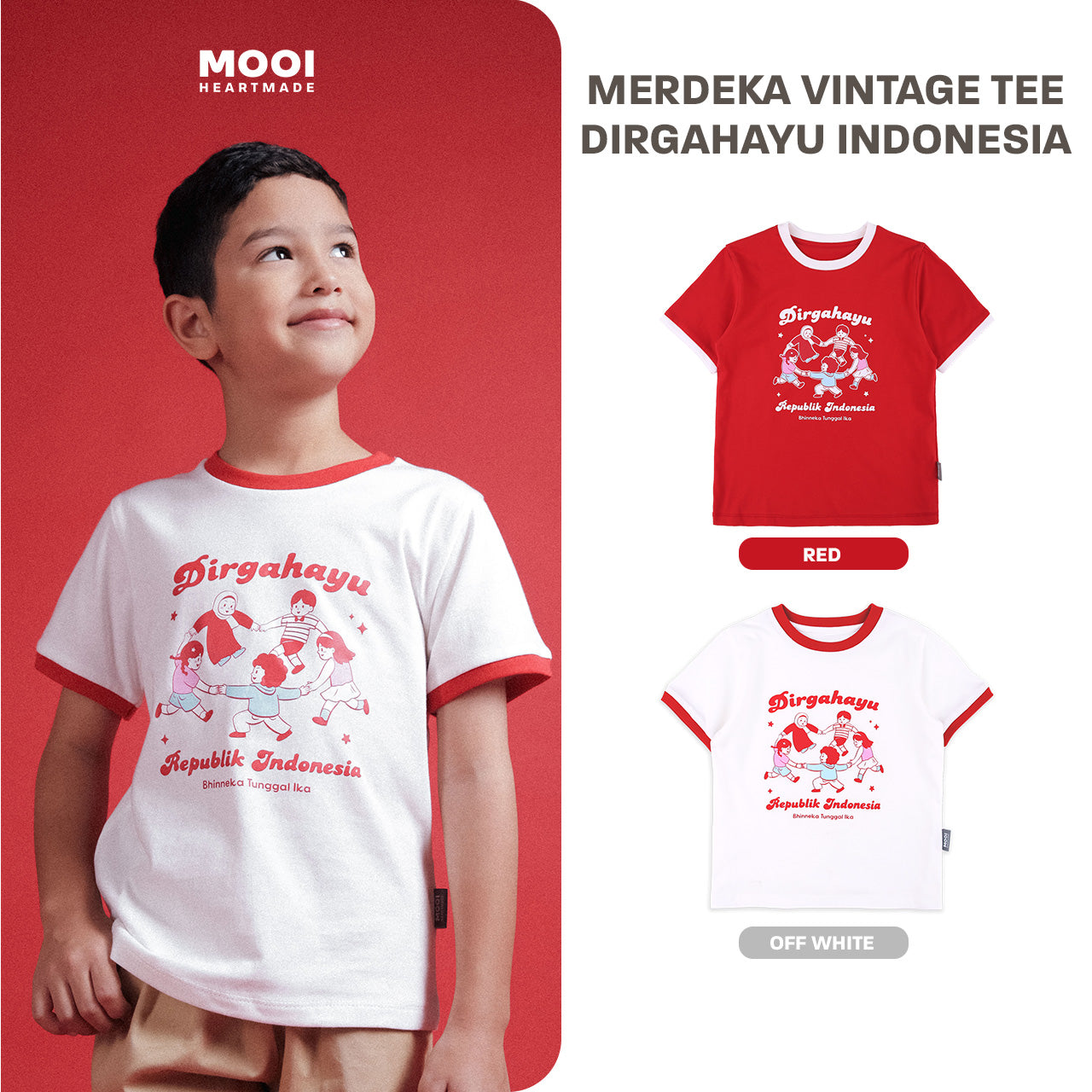 Mooi Merdeka Kaos Kemerdekaan 17 Agustus T-shirt Anak Merdeka Vintage Tee Dirgahayu Indonesia