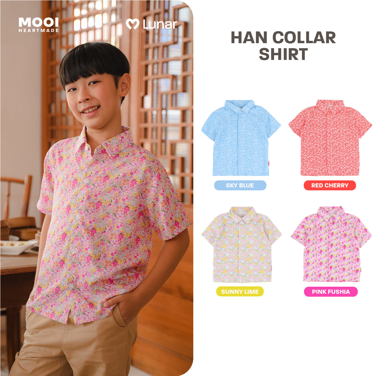Mooi Kemeja Anak Laki-Laki Lunar Collection Han Collar Shirt