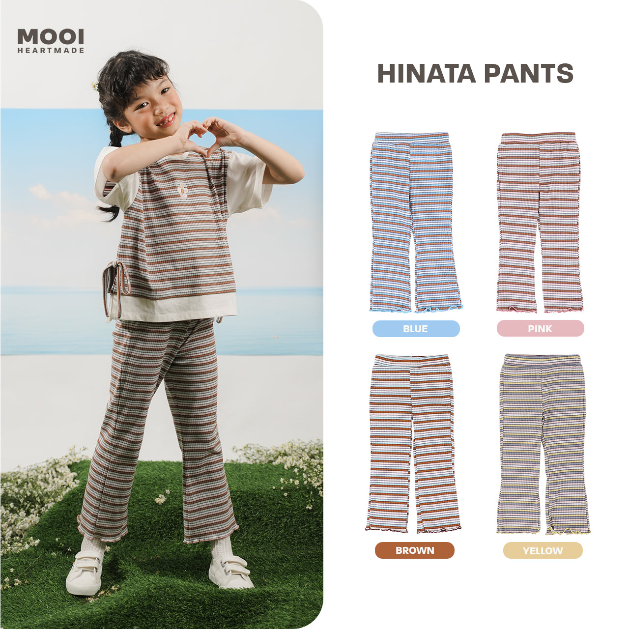 Mooi Celana Panjang Anak Perempuan Hinata Rib Striped Pants